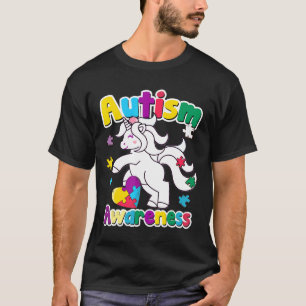 Autismus-Bewusstsein-Einhorn-Puzzleteile-Pferd T-Shirt