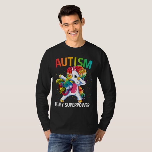Autismus Bewusstsein Einhorn Supermacht T-Shirt (Vorne ganz)