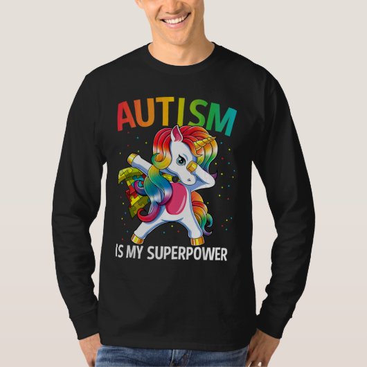 Autismus Bewusstsein Einhorn Supermacht T-Shirt (Vorderseite)