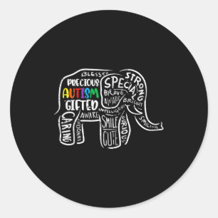 Autismus-Bewusstsein Elefant Akzeptanz Autistische Runder Aufkleber