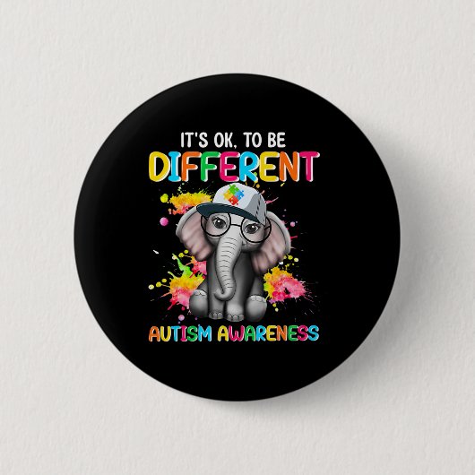 Autismus-Bewusstsein Elefant Blume Es ist okay, an Button (Vorderseite)