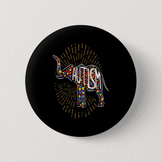 Autismus-Bewusstsein Elefant Jungen Kinder Männer Button (Vorderseite)