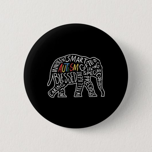 Autismus Bewusstsein Elefanten Worte Tiergeschenk Button (Vorderseite)