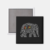 Autismus Bewusstsein Elefanten Worte Tiergeschenk Magnet (Vorderseite/Rückseite)
