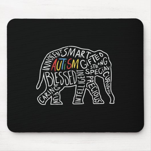 Autismus Bewusstsein Elefanten Worte Tiergeschenk Mousepad (Vorne)