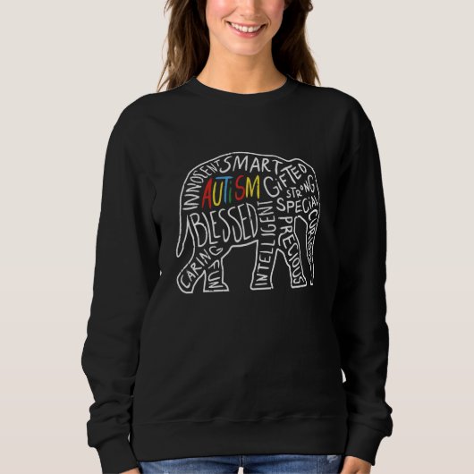 Autismus Bewusstsein Elefantenwörter Tier Sweatshirt (Vorderseite)