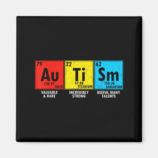 Autismus-Bewusstsein Elemente Periodensystem Männe Magnet (Vorne)