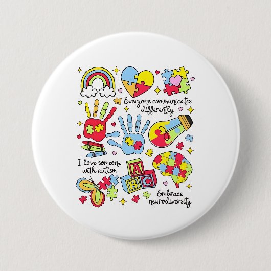 Autismus Bewusstsein Embrace Diversity Neuro-Inklu Button (Vorderseite)