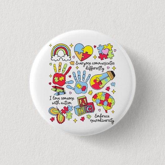 Autismus Bewusstsein Embrace Diversity Neuro-Inklu Button (Vorderseite)