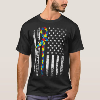 Autismus Bewusstsein erschüttert amerikanische Fla T-Shirt