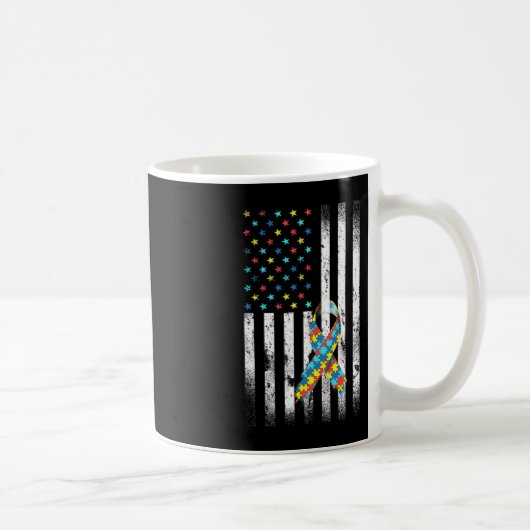 Autismus Bewusstsein erschüttert amerikanisches Fl Kaffeetasse (Rechts)