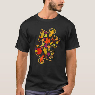 Autismus Bewusstsein Fall Leaf Herbst Erntedank Pu T-Shirt