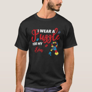 Autismus-Bewusstsein Familie Ich Trage Ein Puzzle T-Shirt