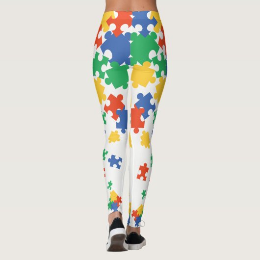Autismus Bewusstsein farbenfrohe Puzzleteile Leggings (Rückseite)