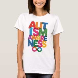 Autismus Bewusstsein Farbenfrohe Typografie Design T-Shirt