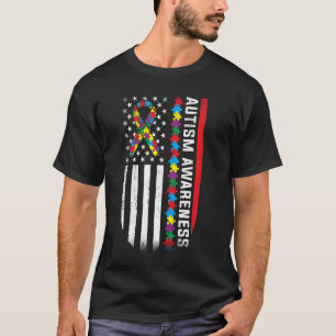 Autismus-Bewusstsein Farbige Puzzleteile Band Ame T-Shirt