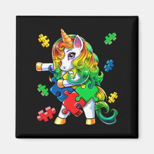 Autismus Bewusstsein Flossen Unicorn Puzzle Piece Magnet