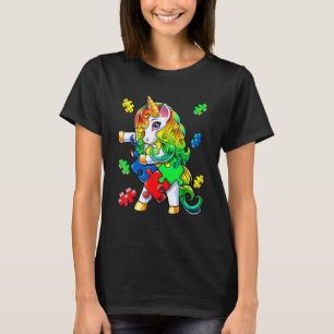 Autismus Bewusstsein Flossen Unicorn Puzzle Stück T-Shirt