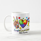 Autismus Bewusstsein Frieden Puzzle Herz Tasse (Links)