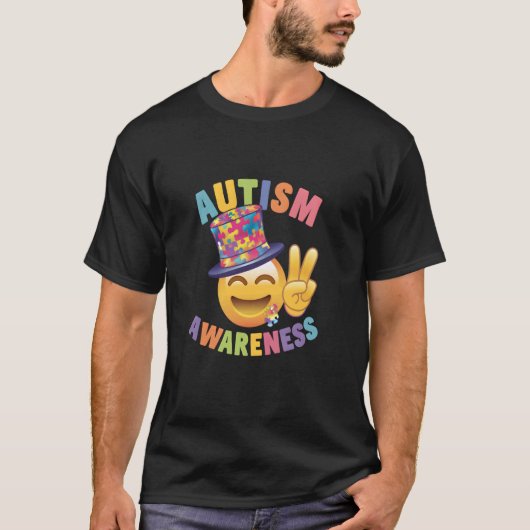 Autismus-Bewusstsein Friedenszeichen T-Shirt (Vorderseite)