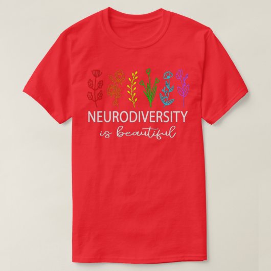 Autismus Bewusstsein für Neurovielfalt und Blume A T-Shirt (Design vorne)