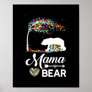 Autismus Bewusstsein Geschenk Mama Bären Unterstüt Poster