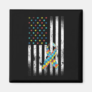 Autismus-Bewusstsein gestresste amerikanische Flag Magnet