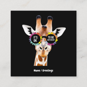 Autismus Bewusstsein Giraffe Es ist in Ordnung, an Quadratische Visitenkarte