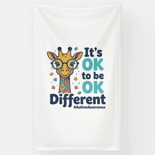 Autismus-Bewusstsein Giraffe Es ist okay, anders z Banner (Vertikal)