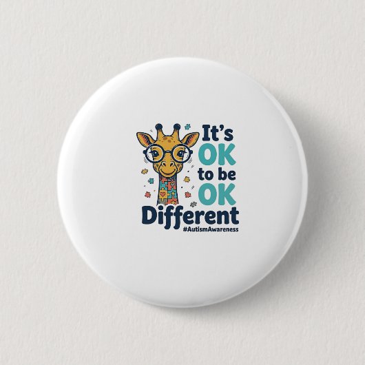 Autismus-Bewusstsein Giraffe Es ist okay, anders z Button (Vorderseite)