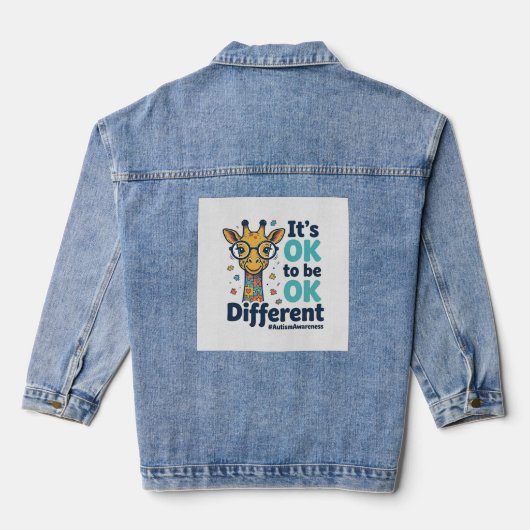 Autismus-Bewusstsein-Giraffe Es ist okay, anders z Jeansjacke (Rückseite)