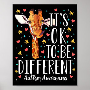 Autismus-Bewusstsein Giraffe Es ist okay, anders z Poster