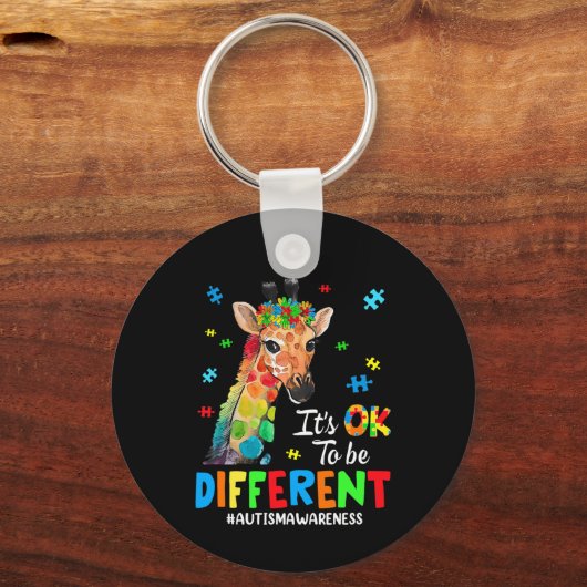 Autismus Bewusstsein Giraffe Frauen gaben sich das Schlüsselanhänger (Rückseite)