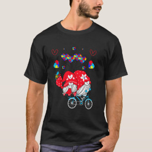 Autismus-Bewusstsein-Gnom-Paar-Fahrrad-Liebe-Desig T-Shirt