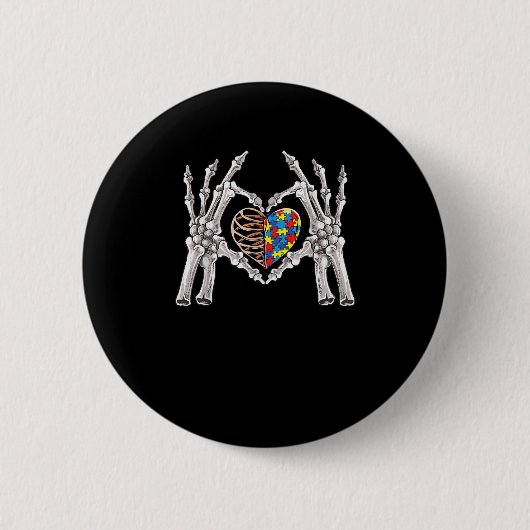 Autismus Bewusstsein Gothic Skull Hand Autismus Pu Button (Vorderseite)