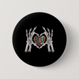 Autismus Bewusstsein Gothic Skull Hand Autismus Pu Button
