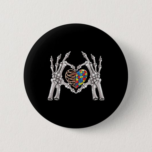 Autismus Bewusstsein Gothic Skull Hand Autismus Pu Button (Vorderseite)