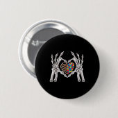 Autismus Bewusstsein Gothic Skull Hand Autismus Pu Button (Vorne & Hinten)