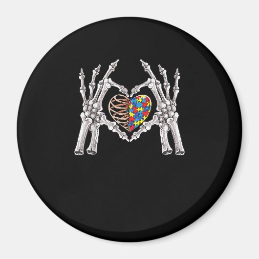 Autismus Bewusstsein Gothic Skull Hand Autismus Pu Magnet (Vorne)
