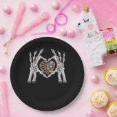 Autismus Bewusstsein Gothic Skull Hand Autismus Pu Pappteller (Party)