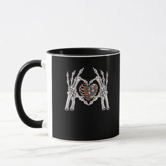Autismus Bewusstsein Gothic Skull Hand Autismus Pu Tasse (Links)