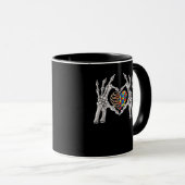 Autismus Bewusstsein Gothic Skull Hand Autismus Pu Tasse (VorderseiteRechts)
