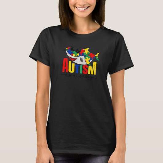 Autismus Bewusstsein Hai Puzzle Stücke Autismus Ki T-Shirt (Vorderseite)