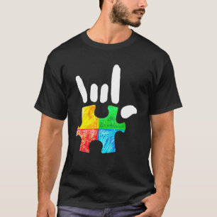 Autismus-Bewusstsein Hand Rock And Roll Puzzleteil T-Shirt