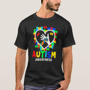 Autismus-Bewusstsein Hände Im Herzen Puzzle Teil A T-Shirt