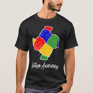 Autismus-Bewusstsein Handschlag wie Puzzleteile T-Shirt
