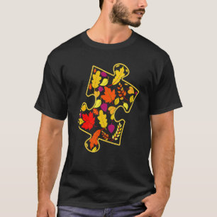 Autismus-Bewusstsein Herbstblatt Herbst Thanksgivi T-Shirt