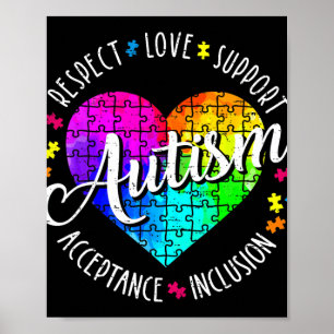 Autismus Bewusstsein Herz Achtung Liebe Unterstütz Poster
