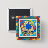 Autismus Bewusstsein Herz April Monat Button (Vorne & Hinten)