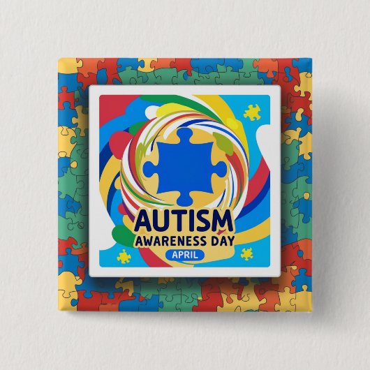 Autismus Bewusstsein Herz April Monat Button (Vorderseite)
